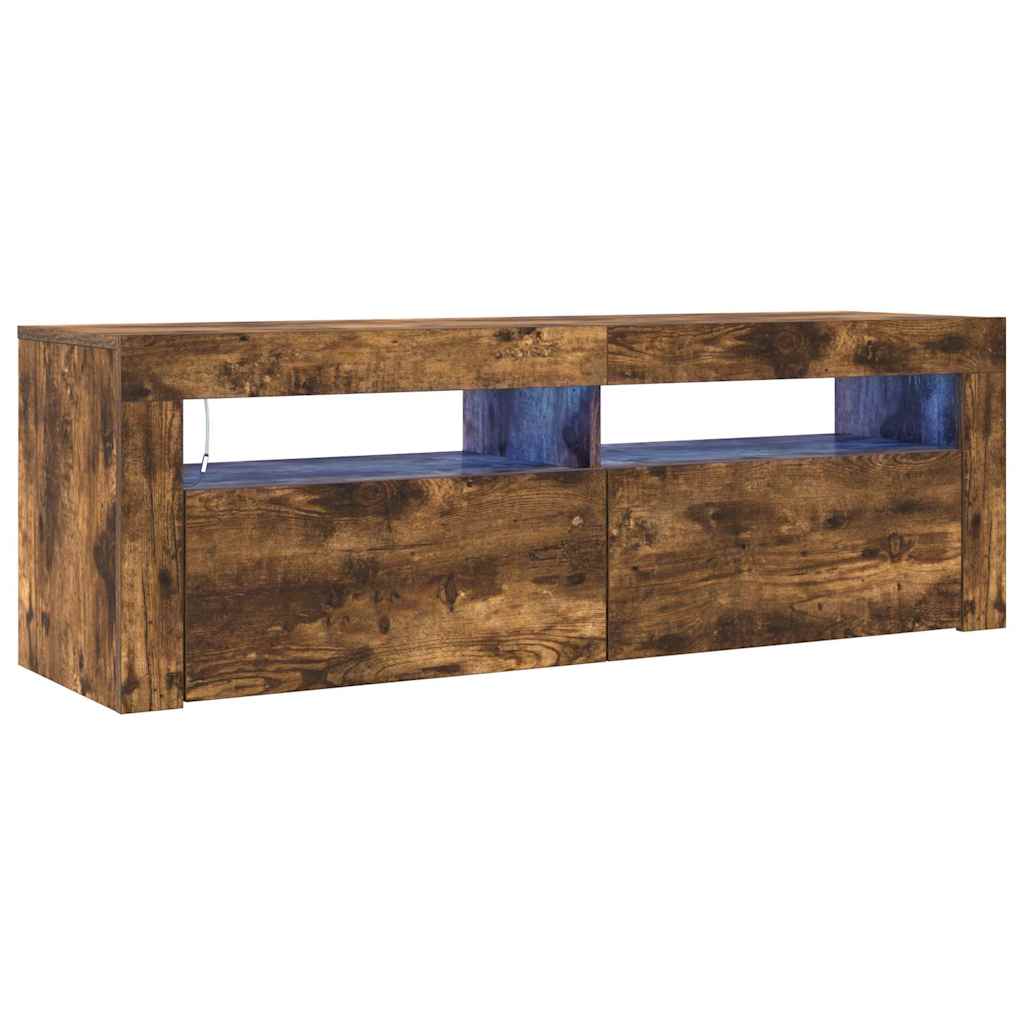 TV ormarić s LED svjetlima boja dimljenog hrasta 120x35x40 cm