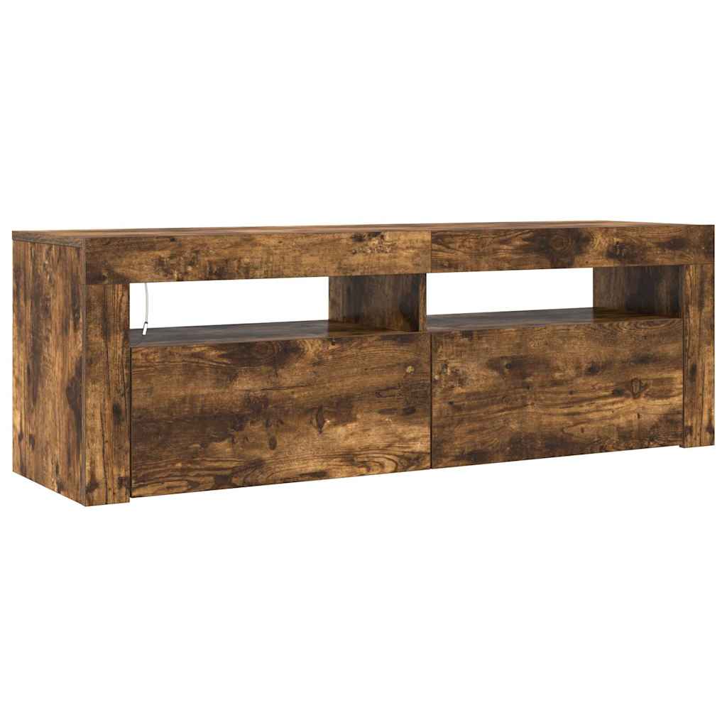 TV ormarić s LED svjetlima boja dimljenog hrasta 120x35x40 cm