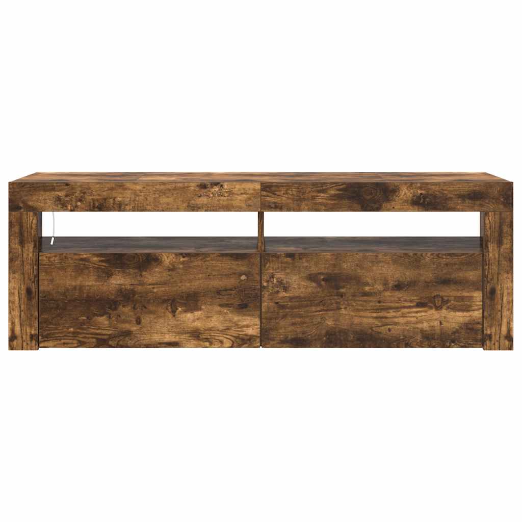 TV ormarić s LED svjetlima boja dimljenog hrasta 120x35x40 cm