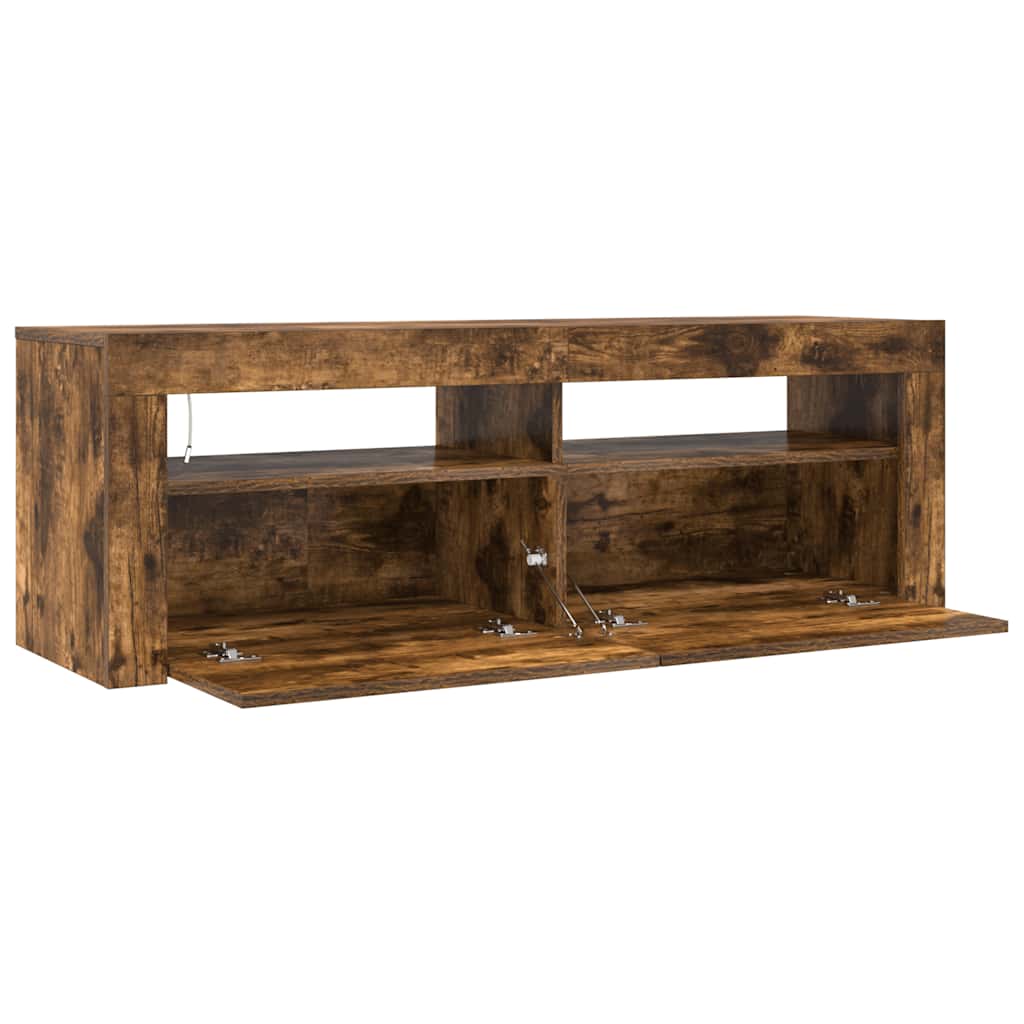 TV ormarić s LED svjetlima boja dimljenog hrasta 120x35x40 cm