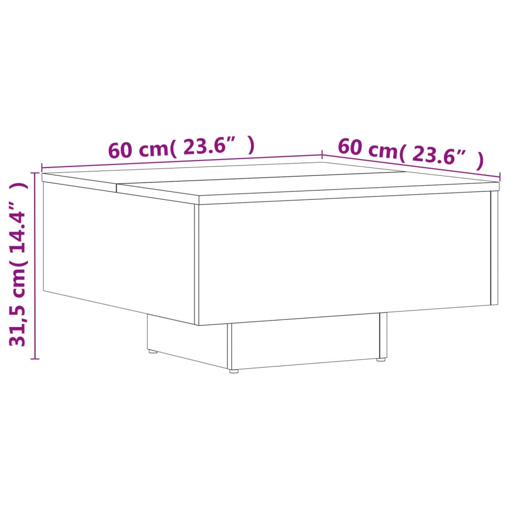 Stolić za kavu smeđi hrast 60 x 60 x 31,5 cm konstruirano drvo