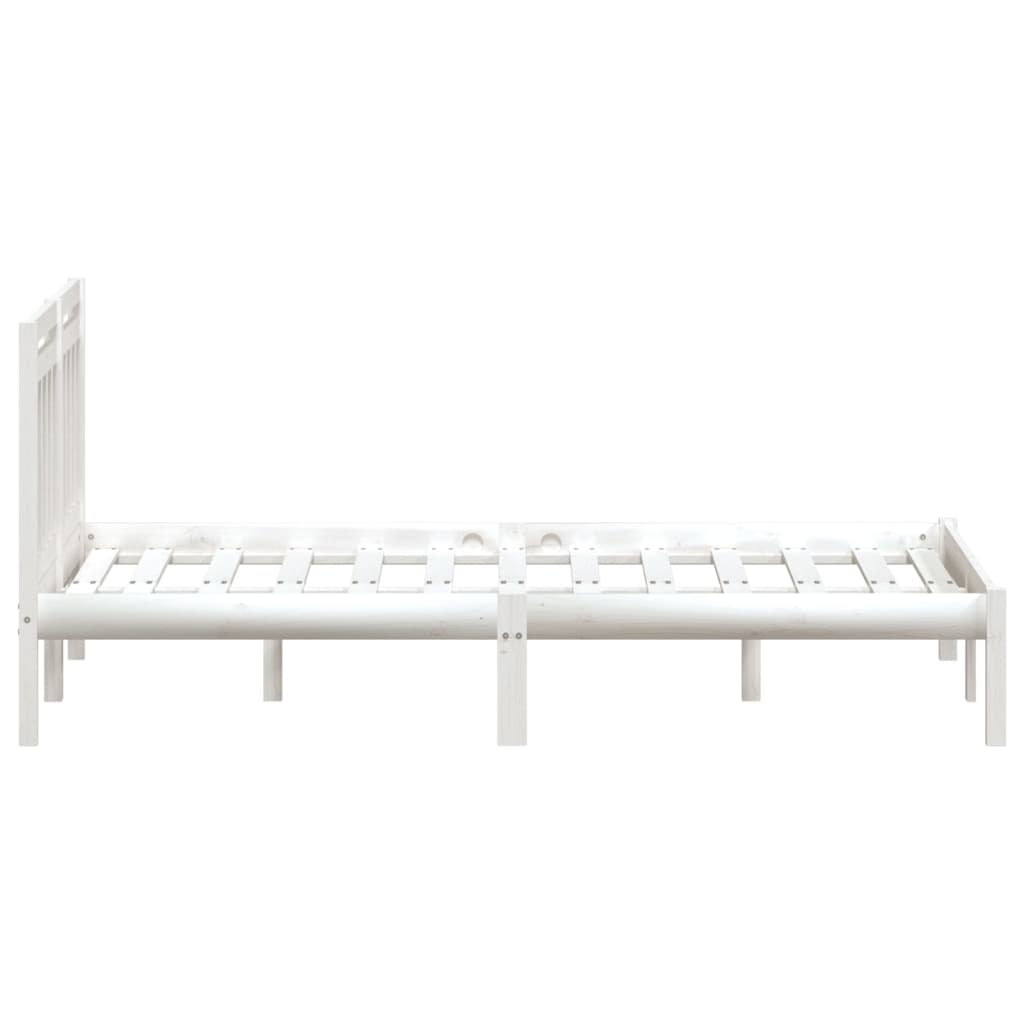 Okvir za krevet od masivne borovine bijeli 140 x 190 cm