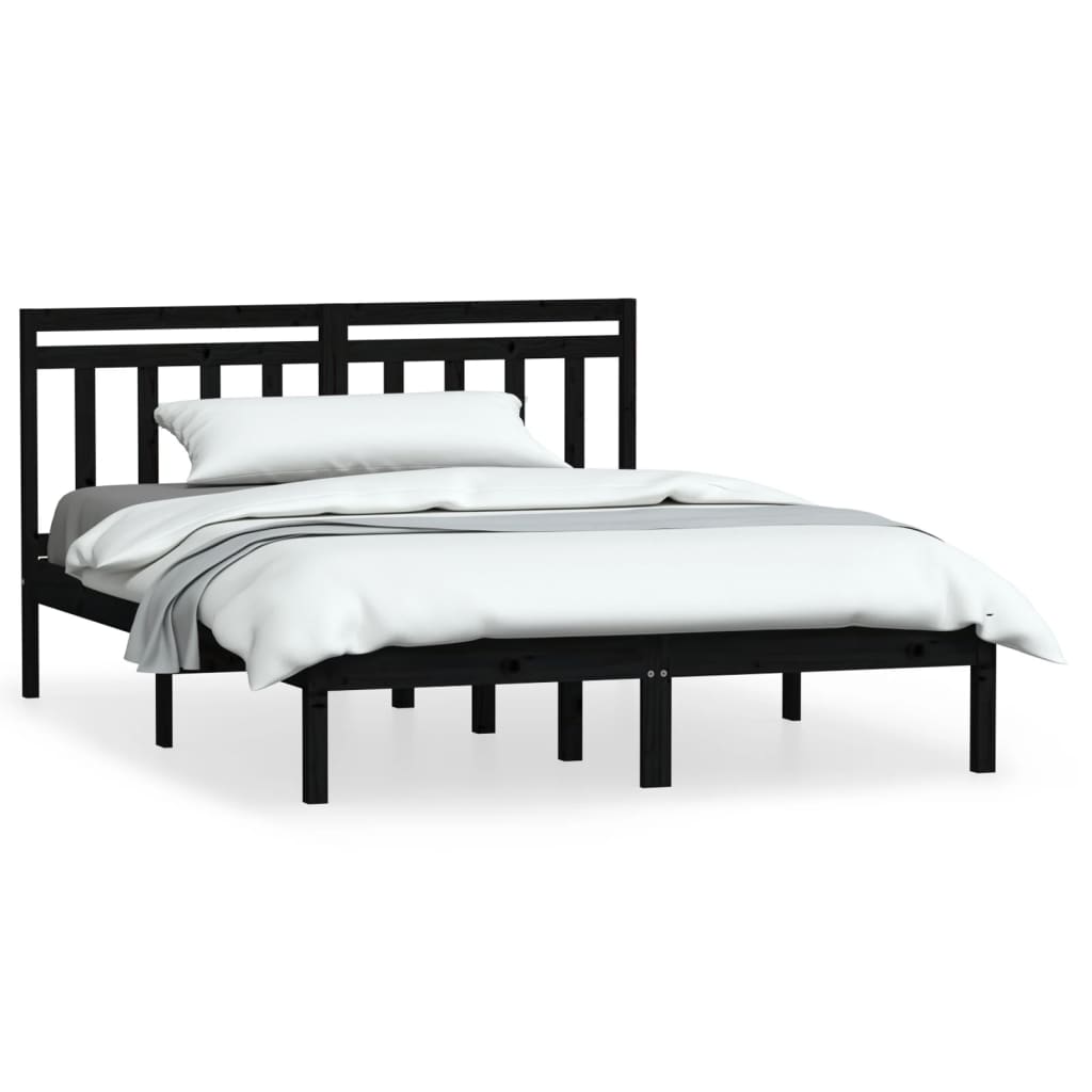 Okvir za krevet od masivne borovine crni 140 x 190 cm crni