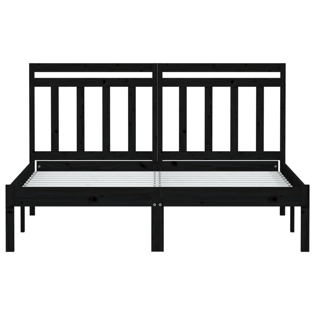 Okvir za krevet od masivne borovine crni 140 x 190 cm crni