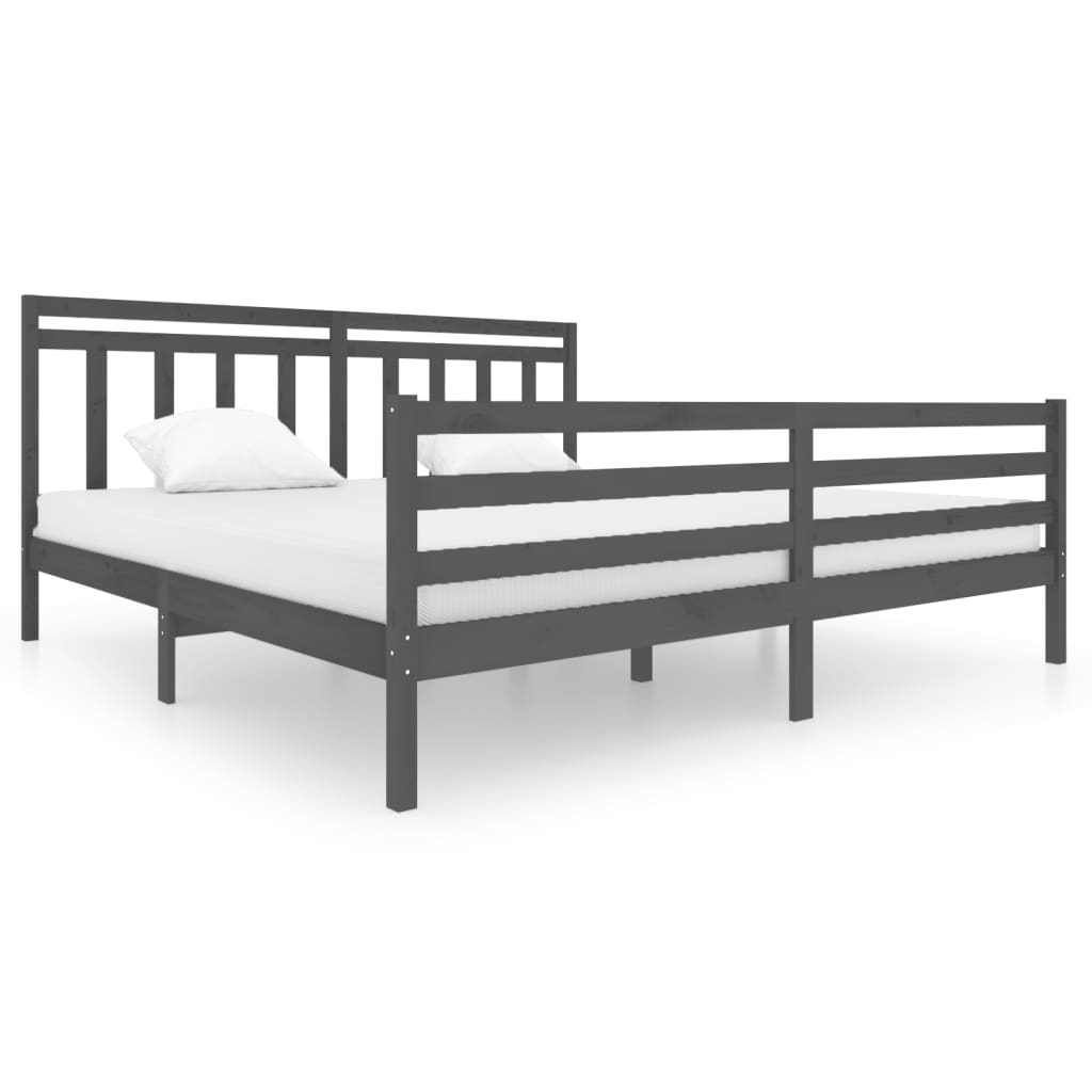 Okvir za krevet od masivnog drva sivi 200 x 200 cm