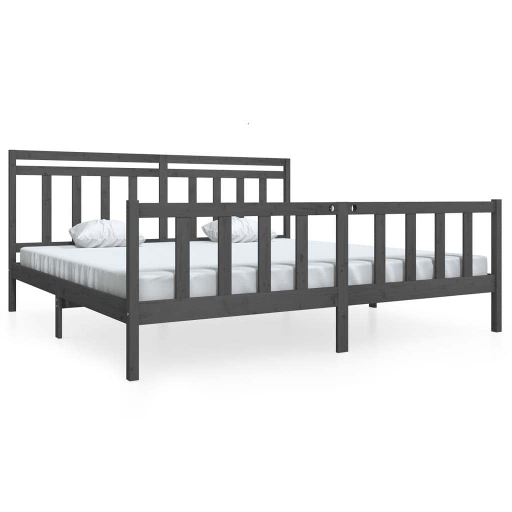 Okvir za krevet od masivnog drva sivi 200 x 200 cm
