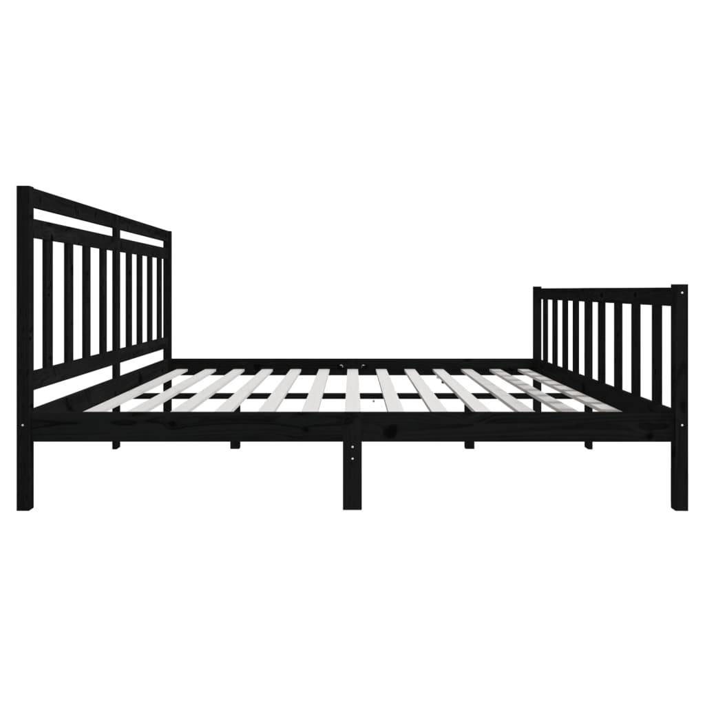 Okvir za krevet od masivnog drva crni 200 x 200 cm