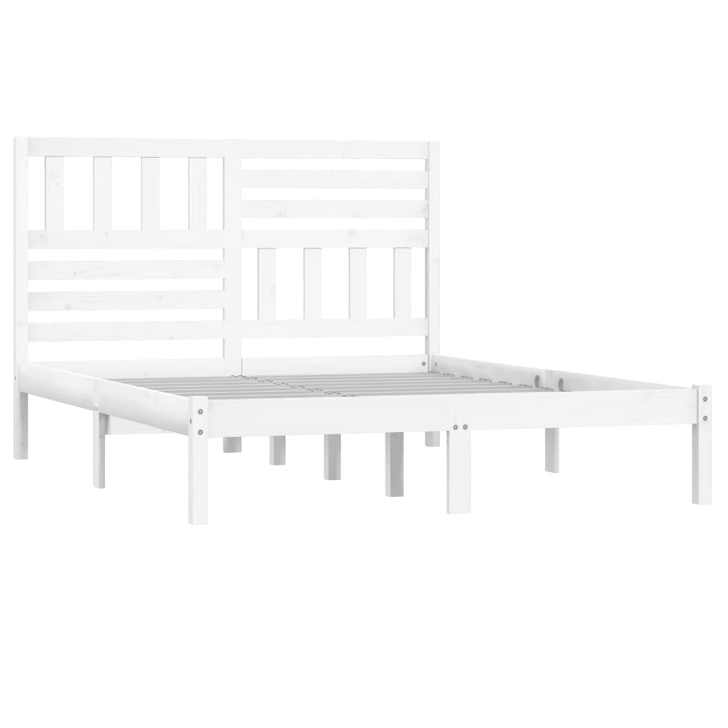 Okvir za krevet od masivne borovine bijeli 140 x 190 cm