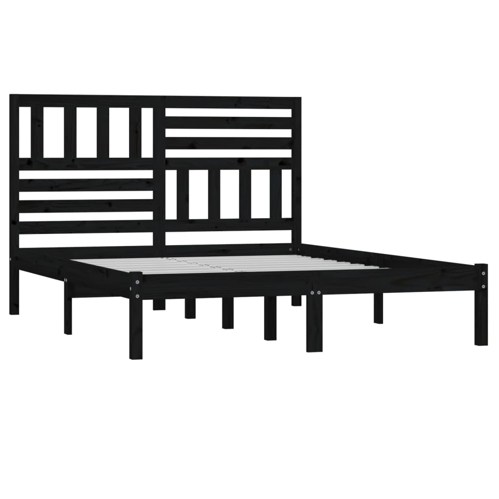 Okvir za krevet od masivne borovine crni 140 x 190 cm