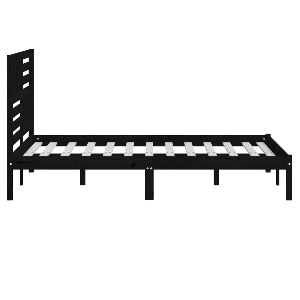 Okvir za krevet od masivne borovine crni 140 x 190 cm