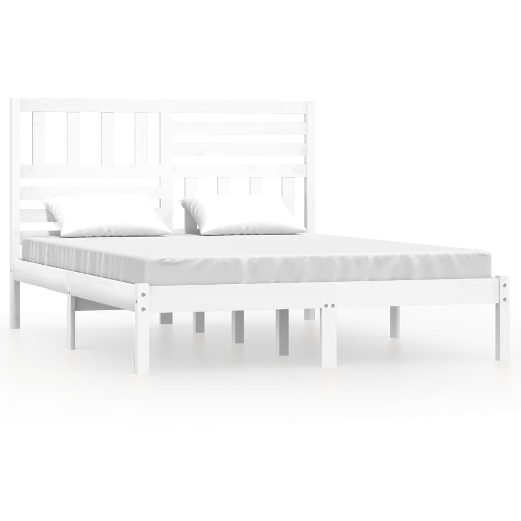 Okvir za krevet od masivne borovine bijeli 120 x 200 cm