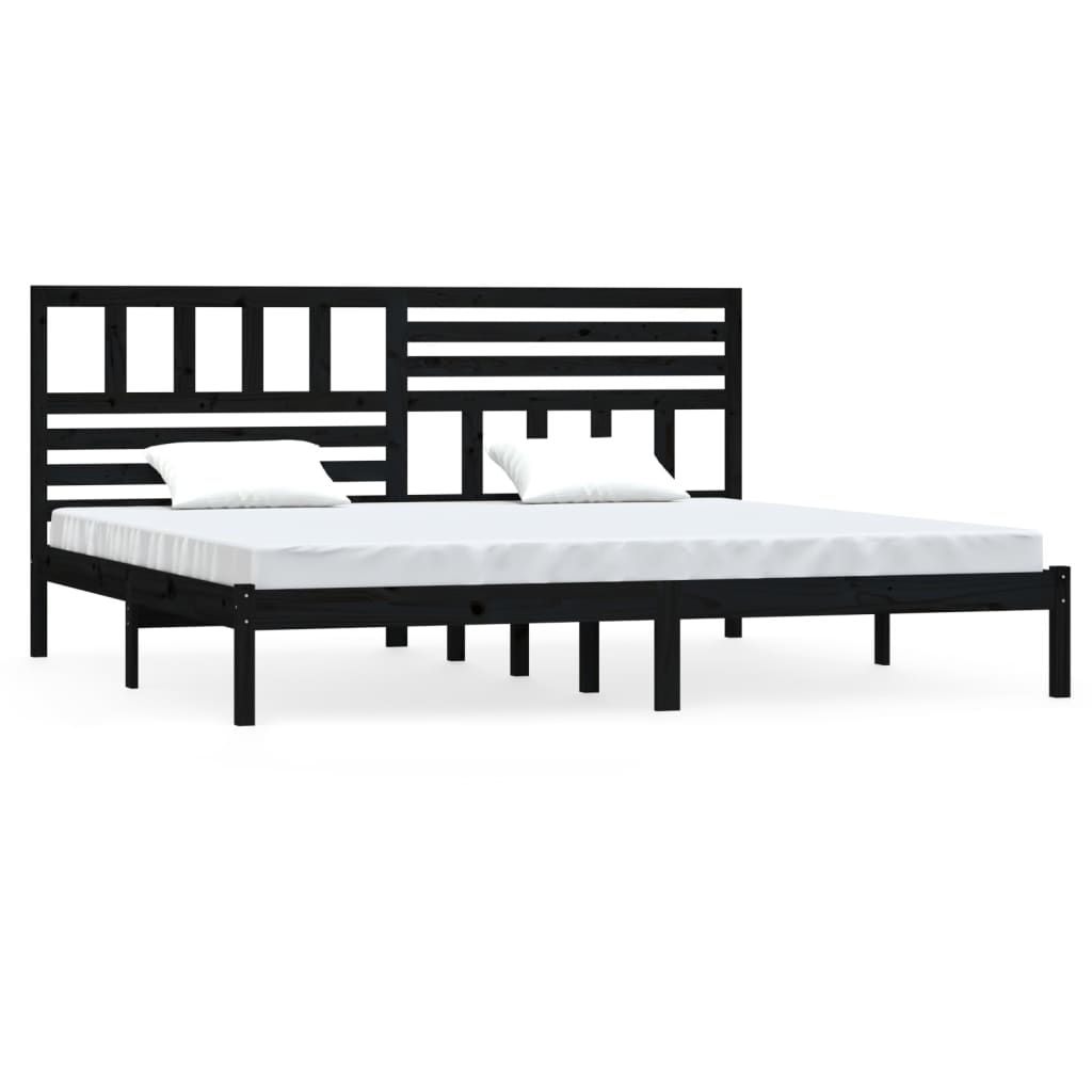 Okvir za krevet od masivne borovine crni 200 x 200 cm