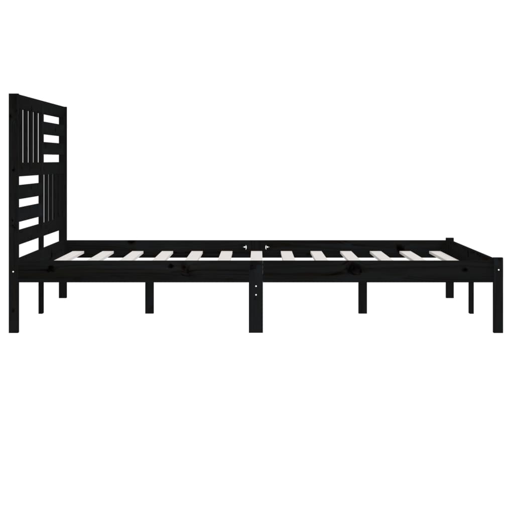 Okvir za krevet od masivne borovine crni 200 x 200 cm
