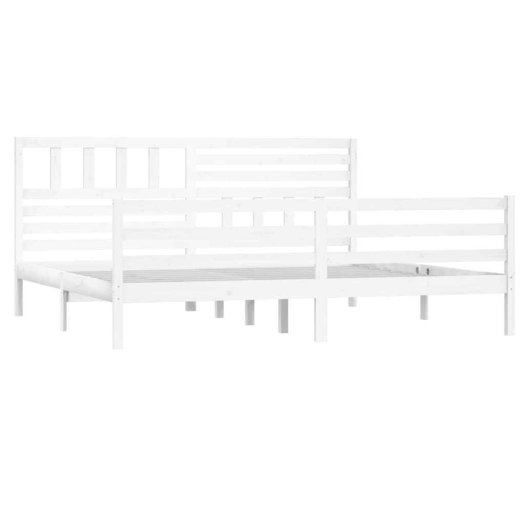 Okvir za krevet od masivnog drva bijeli 200 x 200 cm