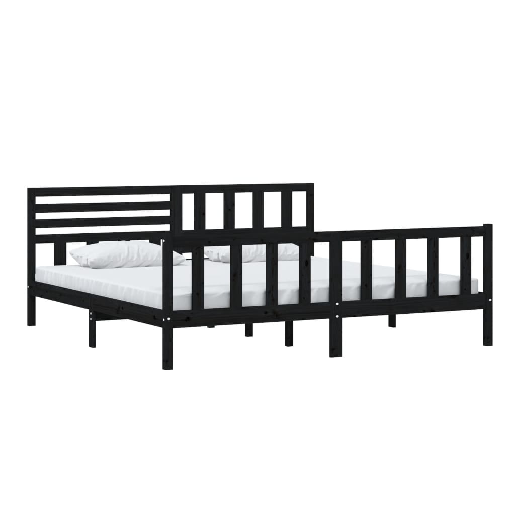 Okvir za krevet od masivnog drva crni 200 x 200 cm