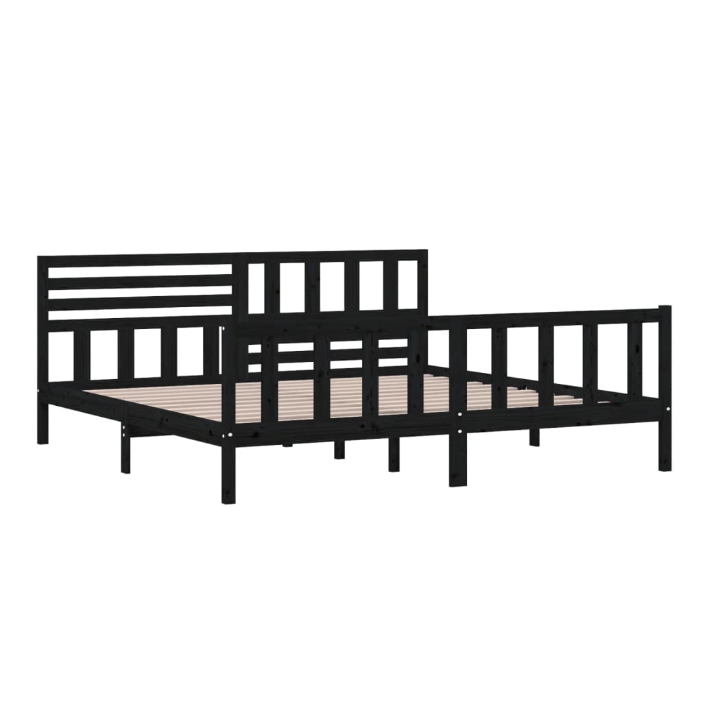 Okvir za krevet od masivnog drva crni 200 x 200 cm