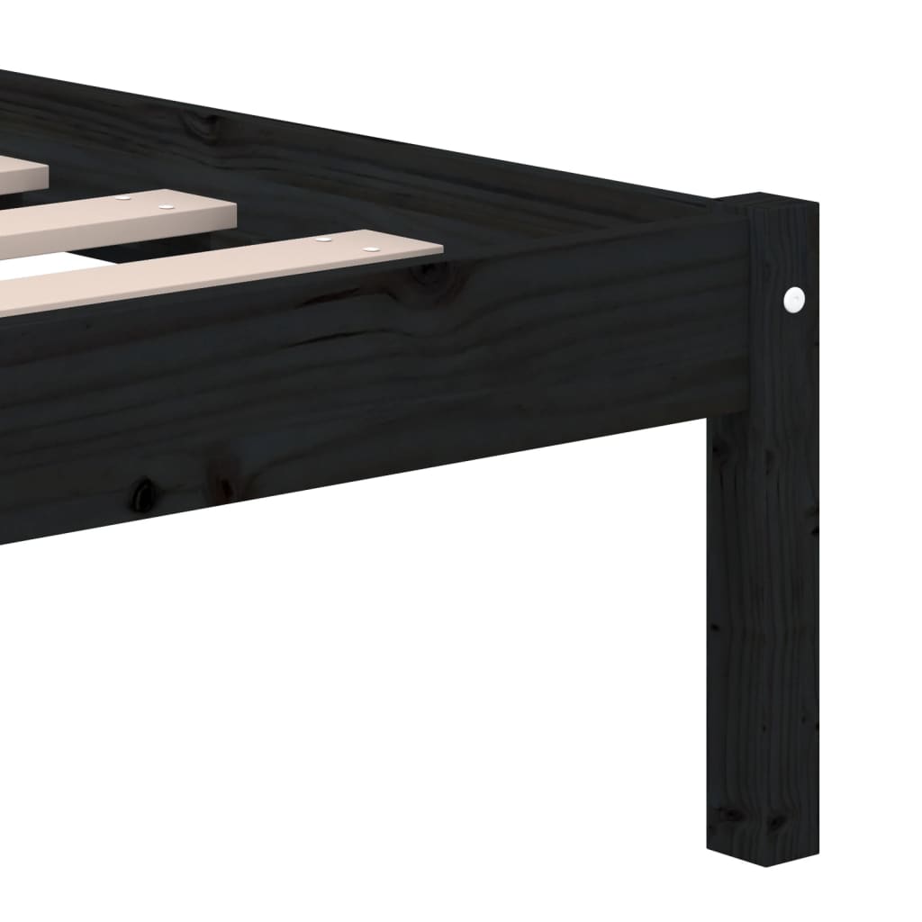 Okvir za krevet od masivnog drva crni 135 x 190 cm bračni