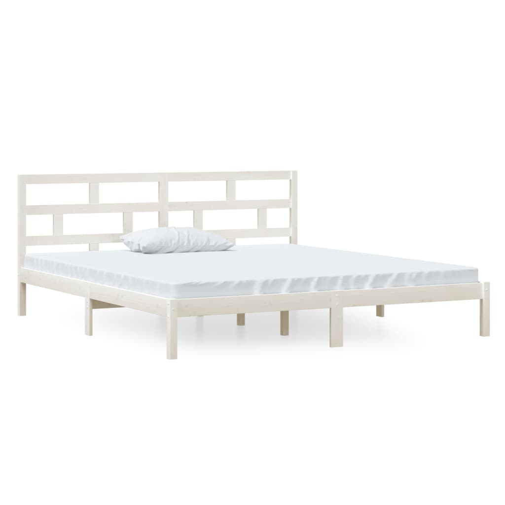 Okvir za krevet od masivne borovine bijeli 140 x 190 cm