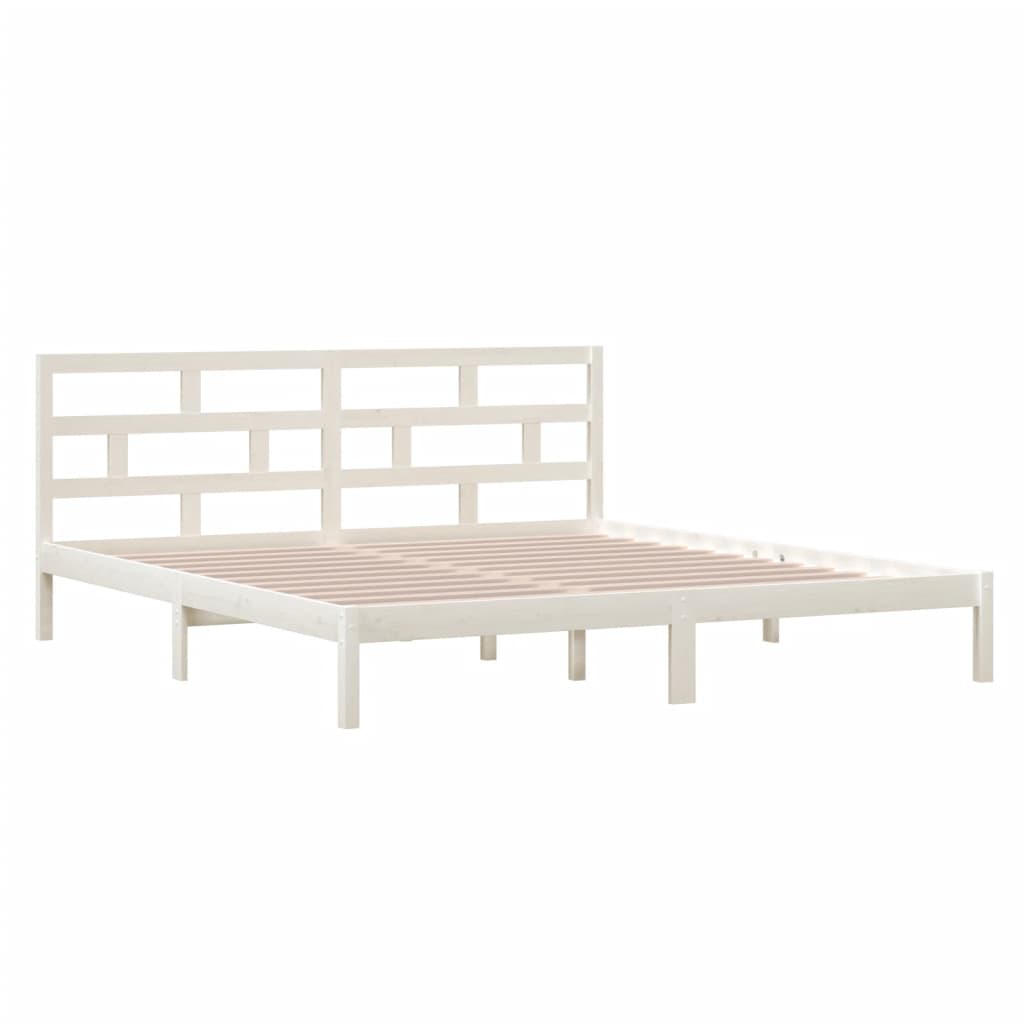 Okvir za krevet od masivne borovine bijeli 140 x 190 cm