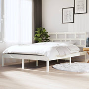 Okvir za krevet od masivne borovine bijeli 140 x 190 cm