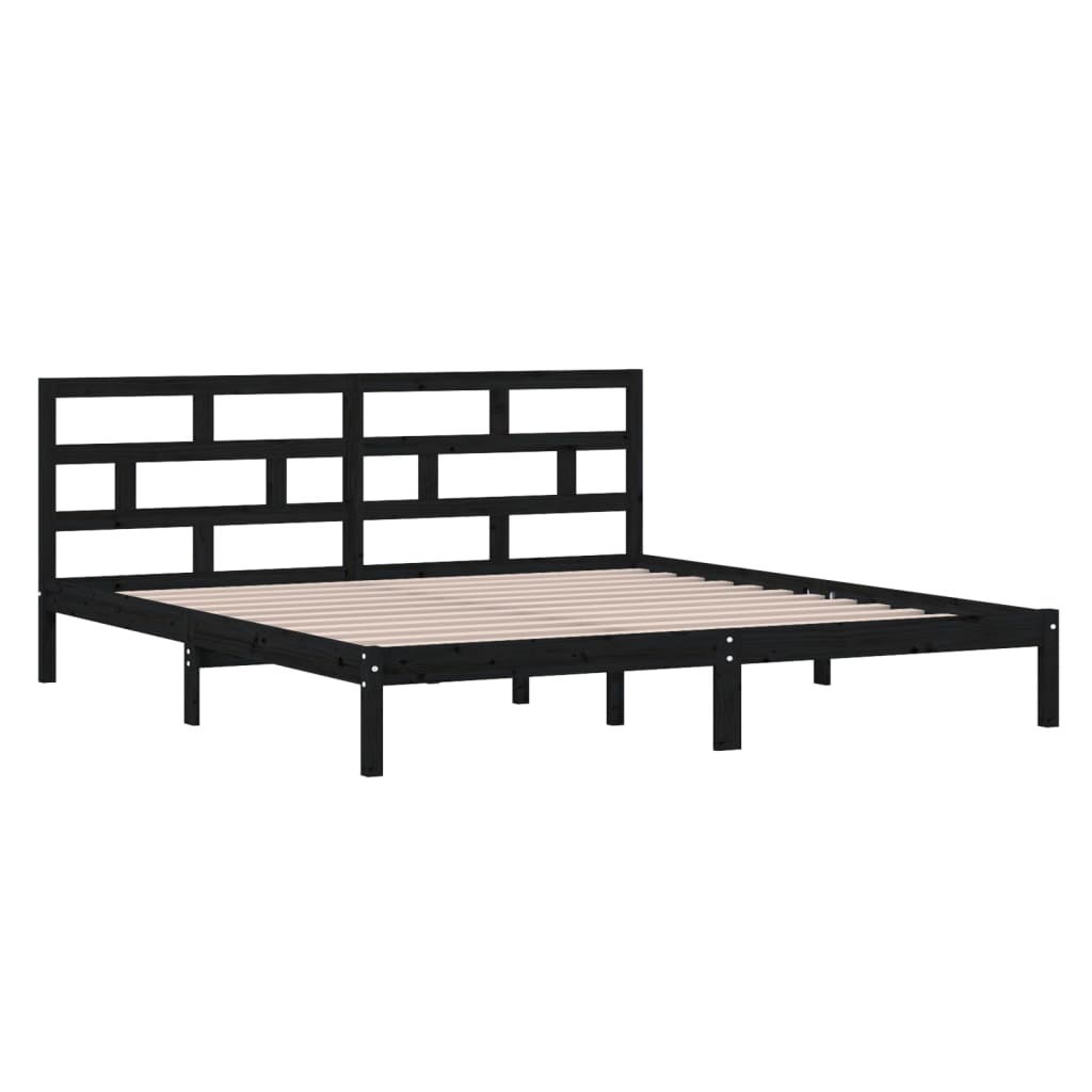 Okvir za krevet od masivne borovine crni 140 x 190 cm