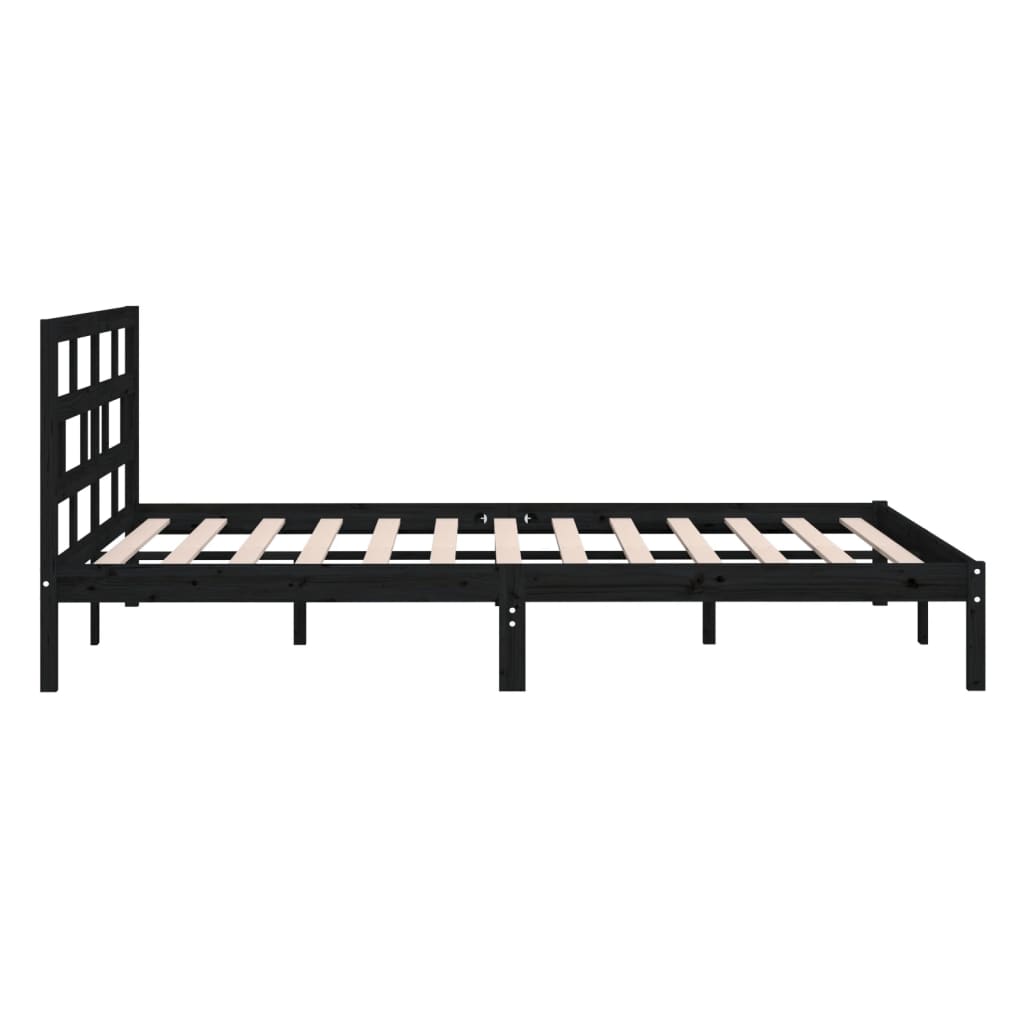 Okvir za krevet od masivne borovine crni 140 x 190 cm