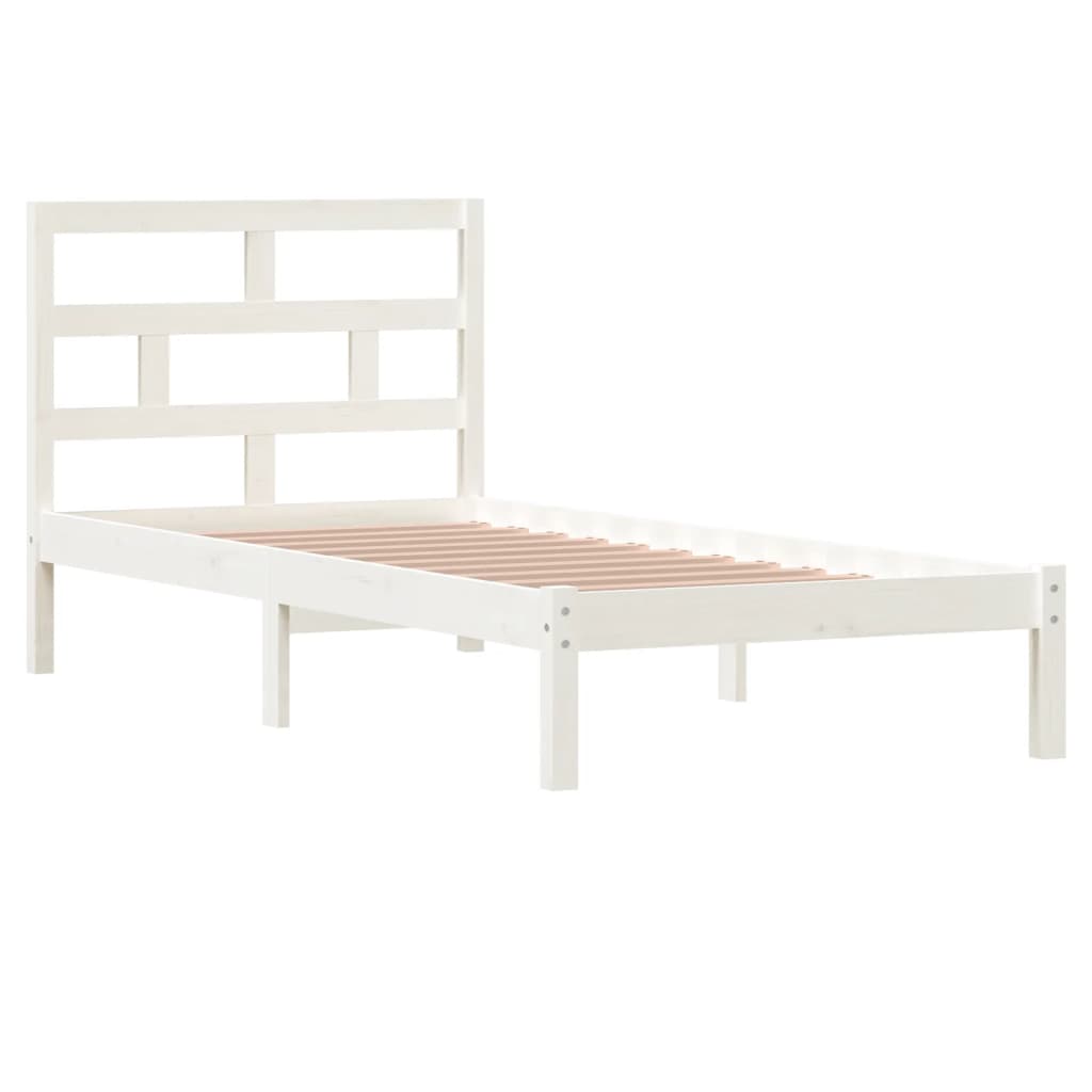 Okvir za krevet od masivne borovine bijeli 90 x 200 cm