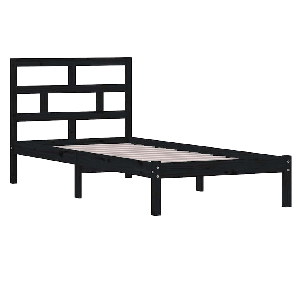 Okvir za krevet od masivne borovine crni 100 x 200 cm
