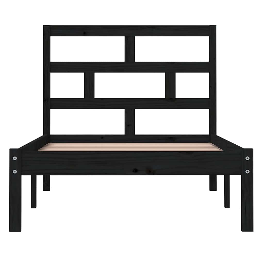 Okvir za krevet od masivne borovine crni 100 x 200 cm