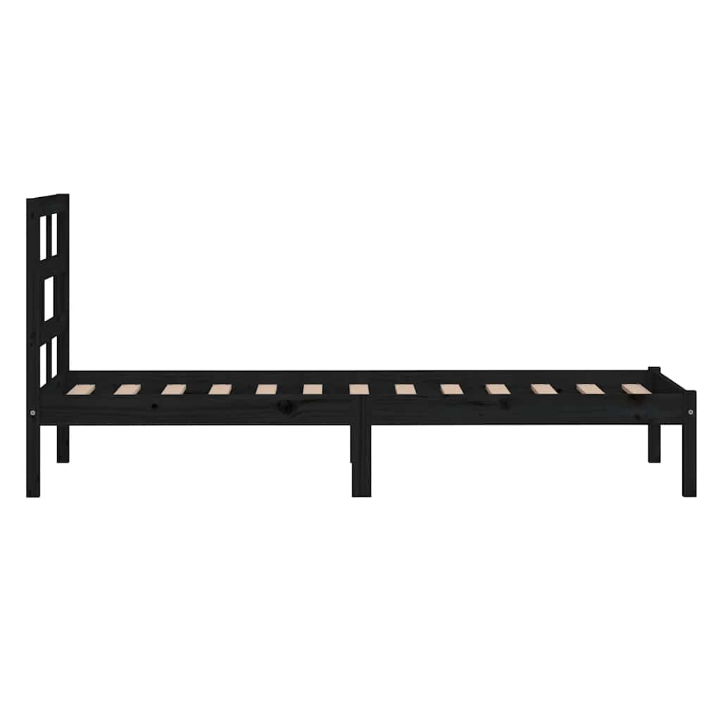 Okvir za krevet od masivne borovine crni 100 x 200 cm