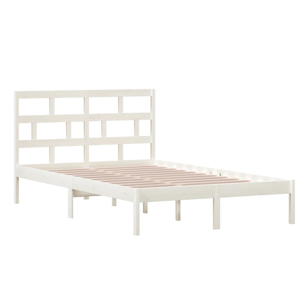 Okvir za krevet od masivne borovine bijeli 120 x 200 cm