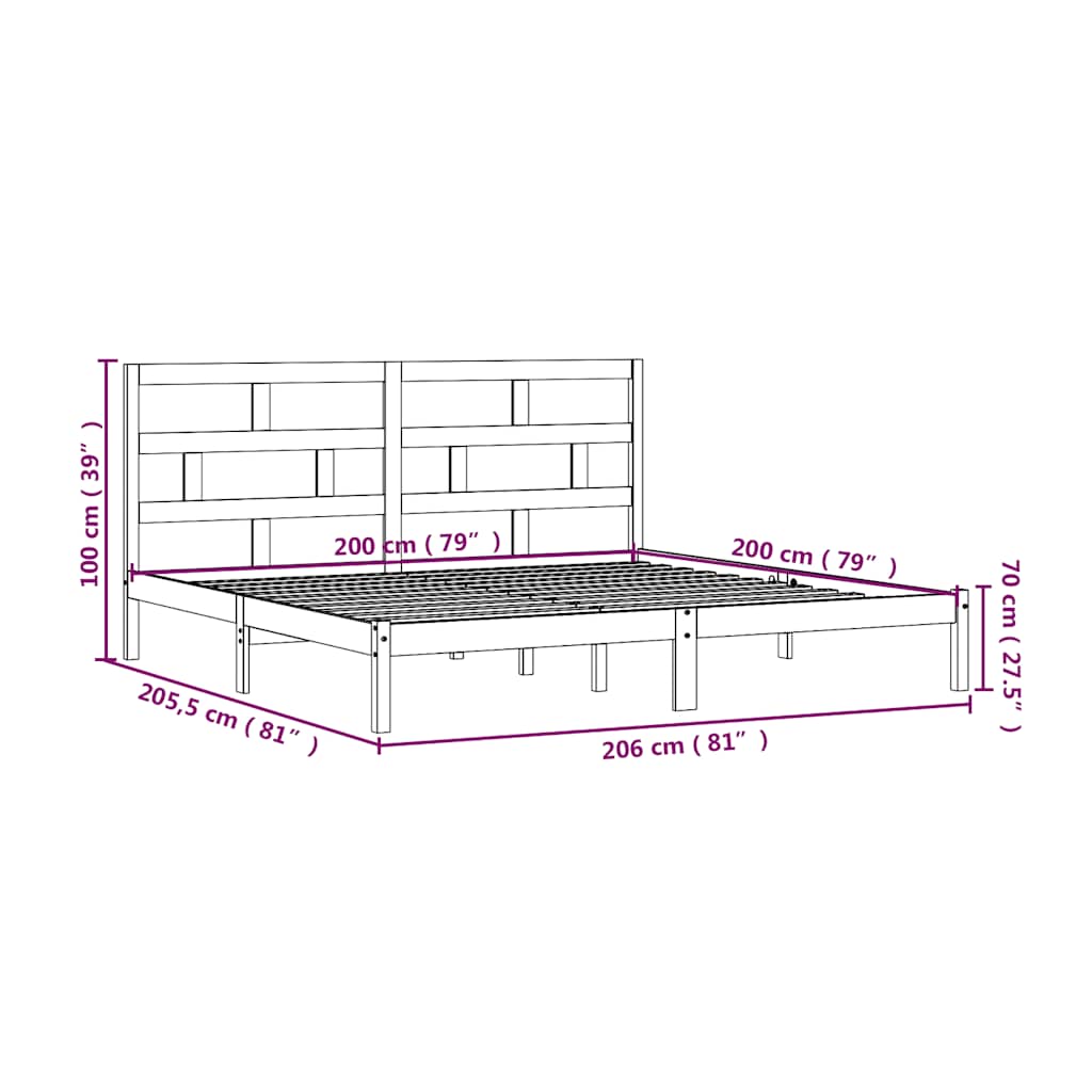 Okvir za krevet od masivne borovine boja meda 200 x 200 cm