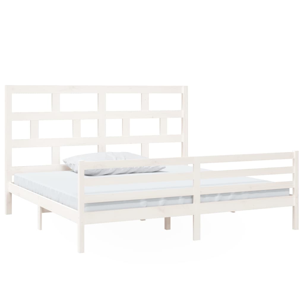 Okvir za krevet od masivne borovine bijeli 200 x 200 cm