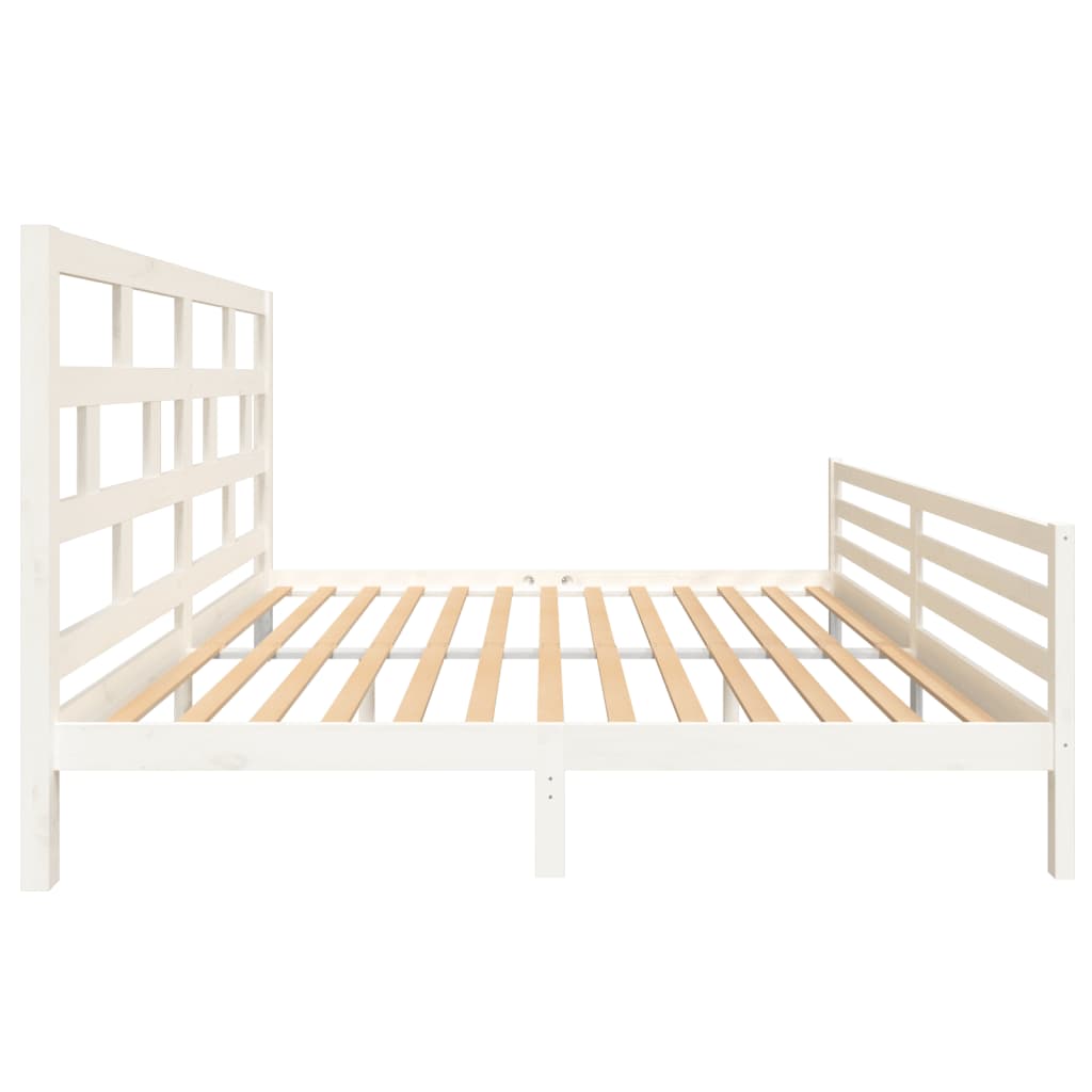 Okvir za krevet od masivne borovine bijeli 200 x 200 cm
