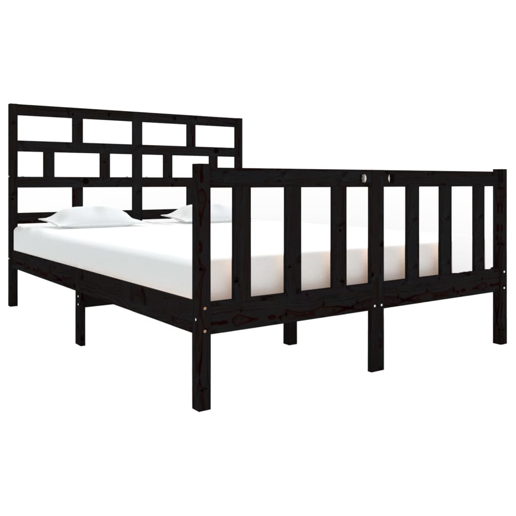 Okvir za krevet od masivne borovine crni 135x190 cm bračni