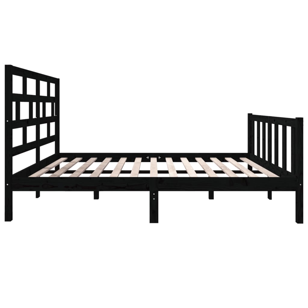 Okvir za krevet od masivne borovine crni 135x190 cm bračni