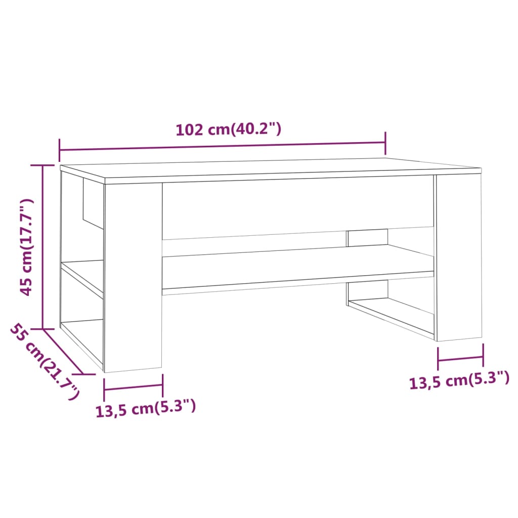 Stolić za kavu boja betona 102 x 55 x 45 cm konstruirano drvo