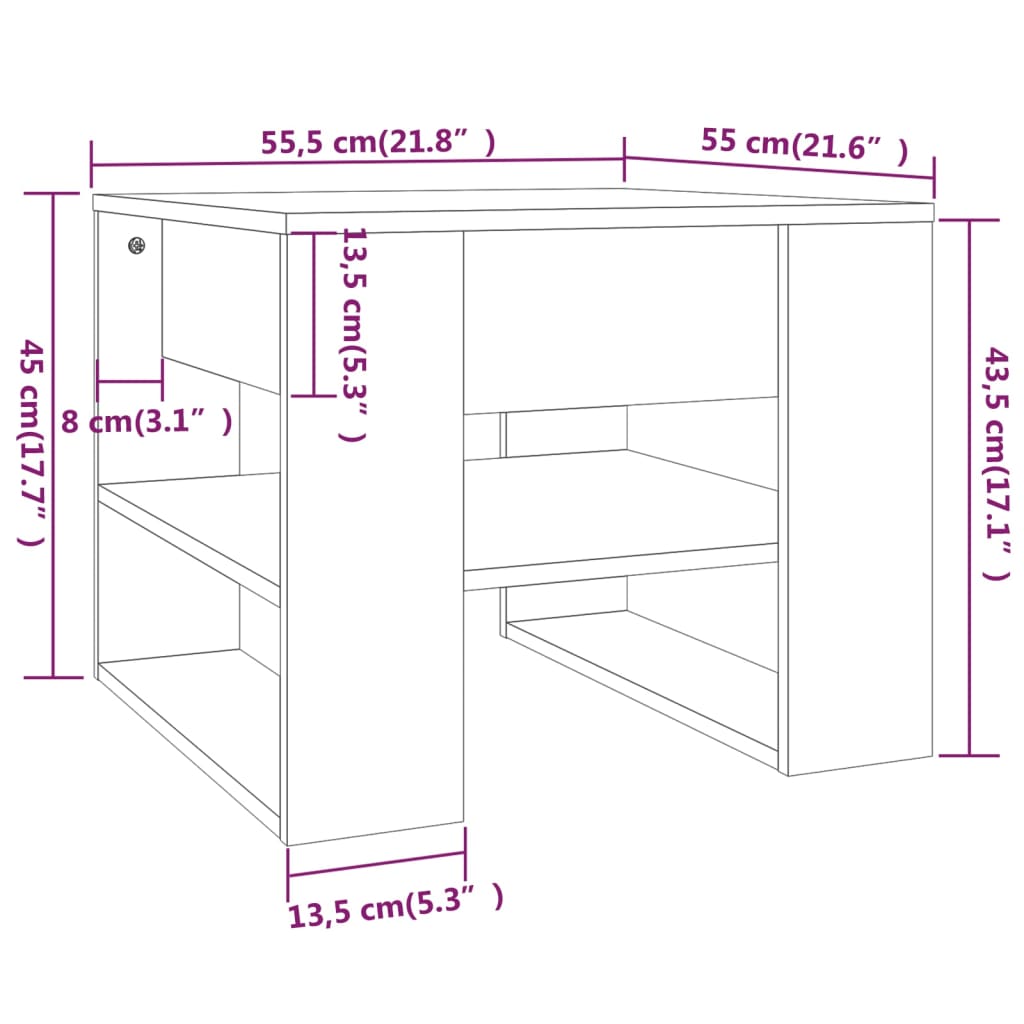Stolić za kavu boja hrasta 55,5x55x45 cm konstruirano drvo