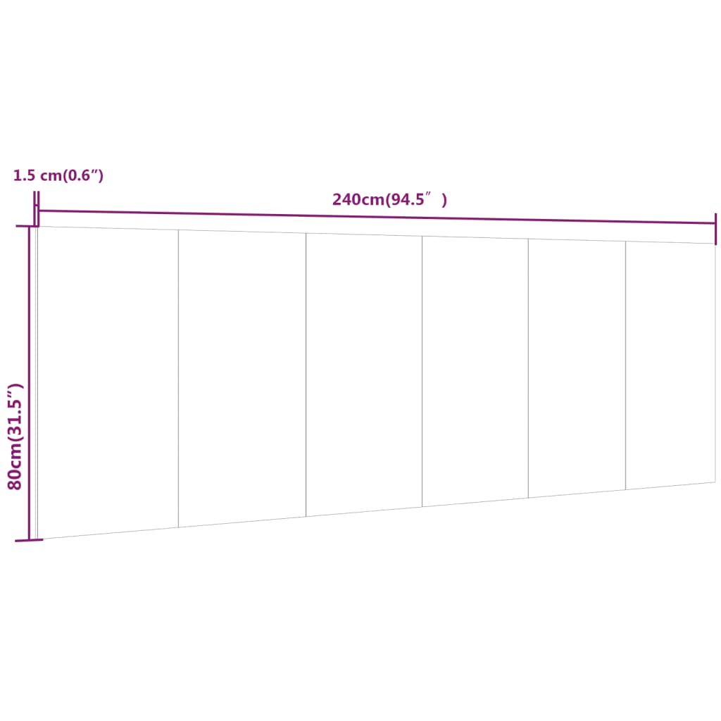Uzglavlje za krevet bijelo 240x1,5x80 cm od konstruiranog drva