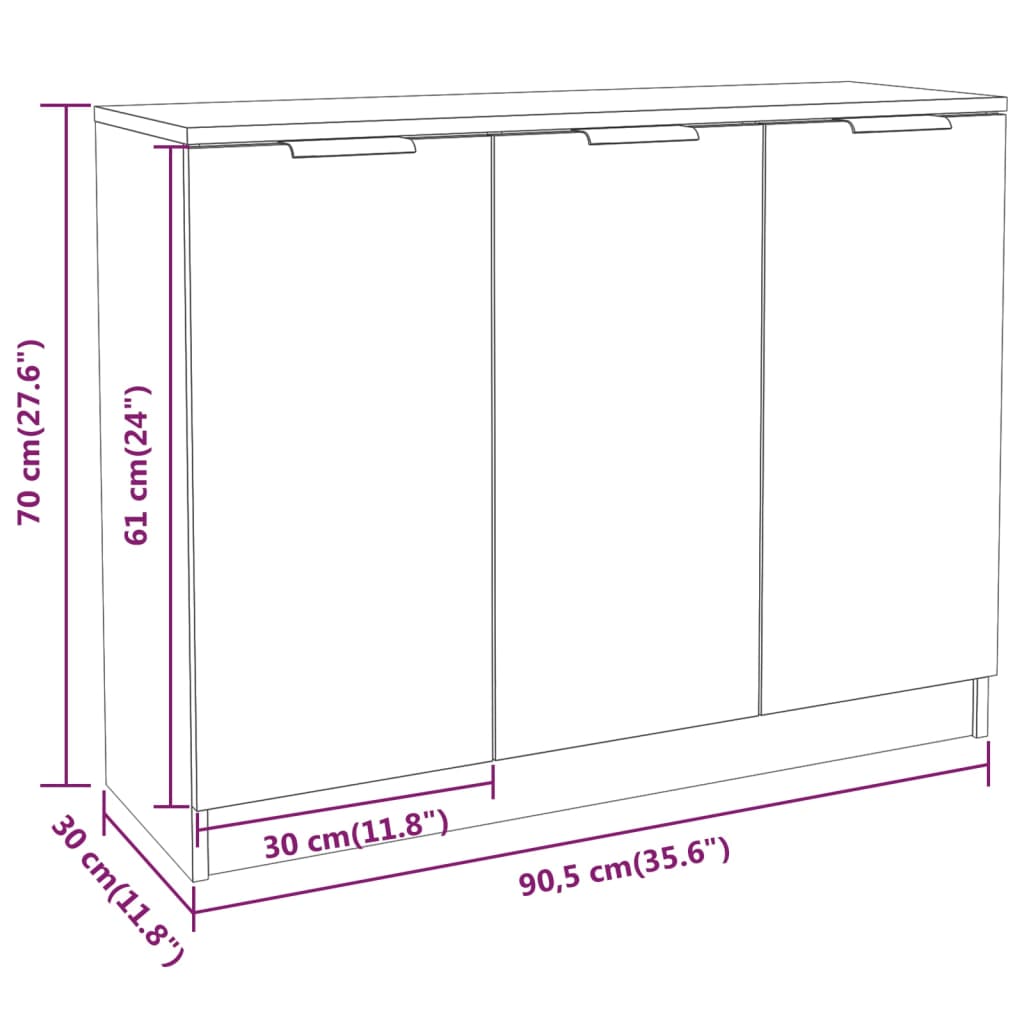 Komoda siva boja betona 90,5x30x70 cm od konstruiranog drva