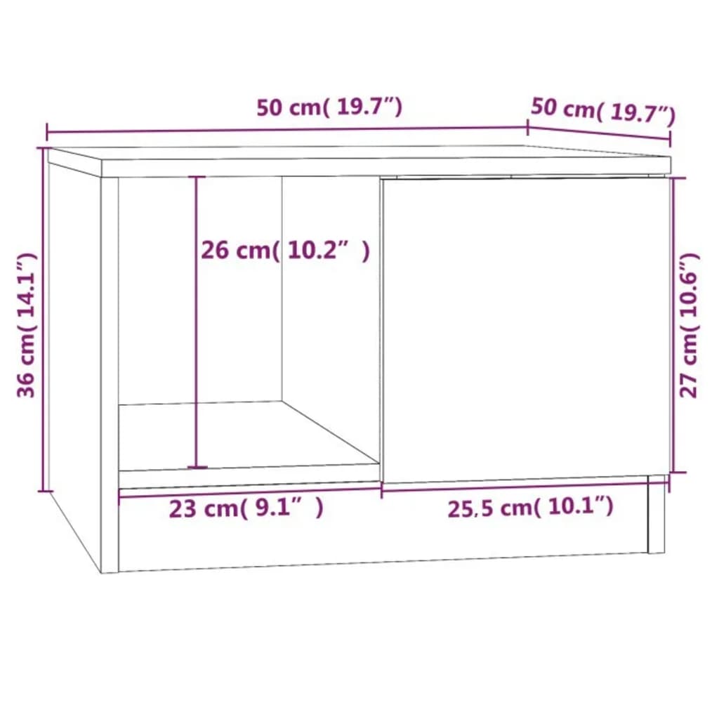 Stolić za kavu bijeli 50 x 50 x 36 cm od konstruiranog drva