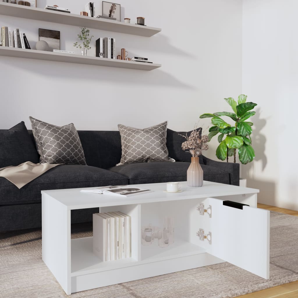 Stolić za kavu bijeli 102 x 50 x 36 cm od konstruiranog drva