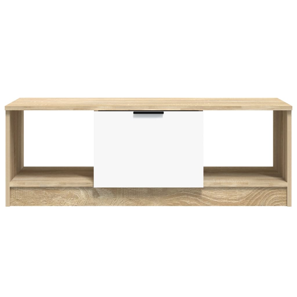 Stolić za kavu bijeli i hrast 102x50x36 cm konstruirano drvo