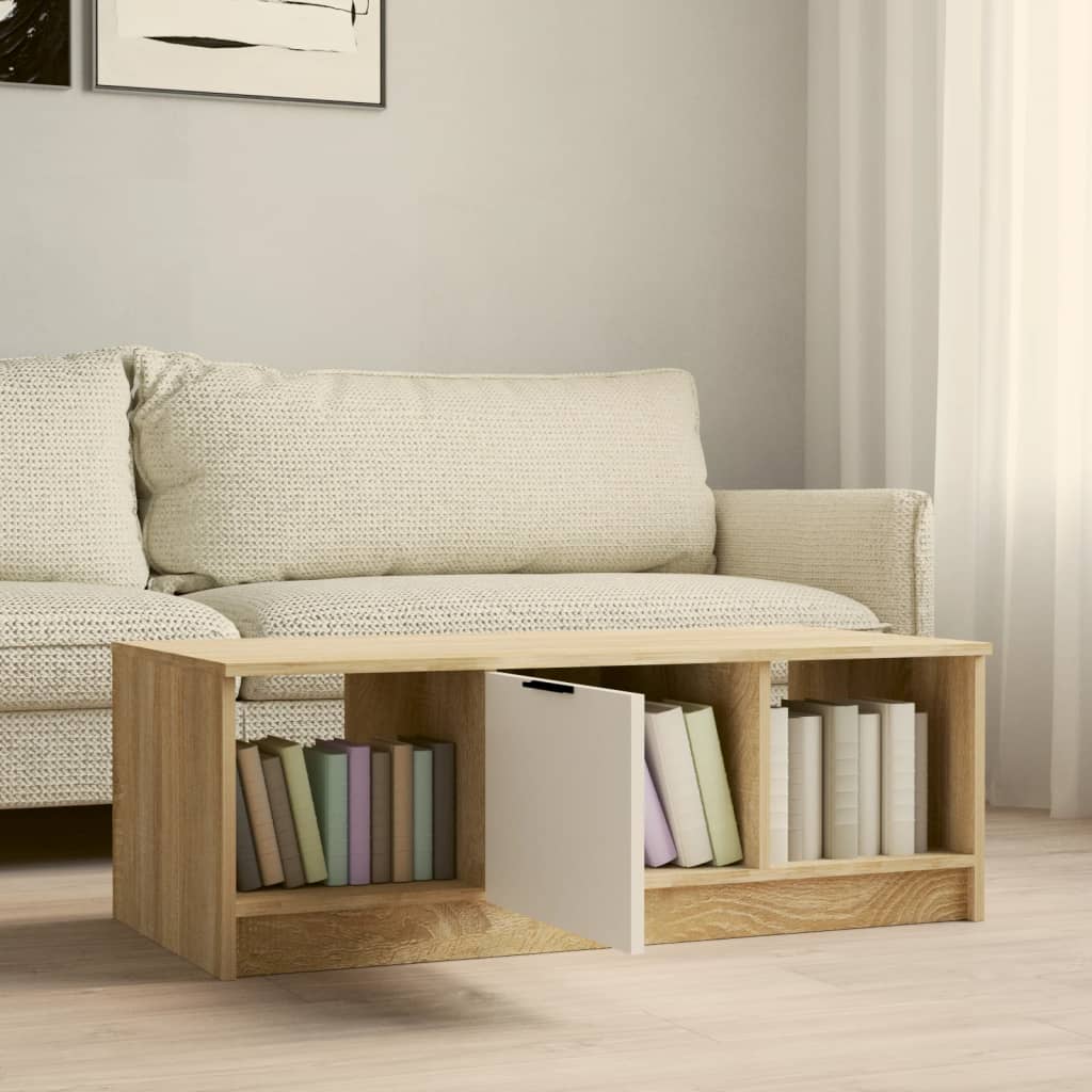 Stolić za kavu bijeli i hrast 102x50x36 cm konstruirano drvo