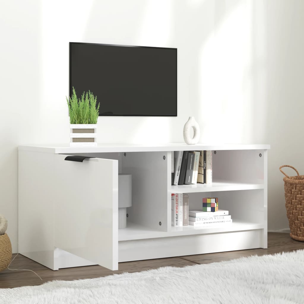 TV ormarić sjajni bijeli 80x35x36,5 cm konstruirano drvo