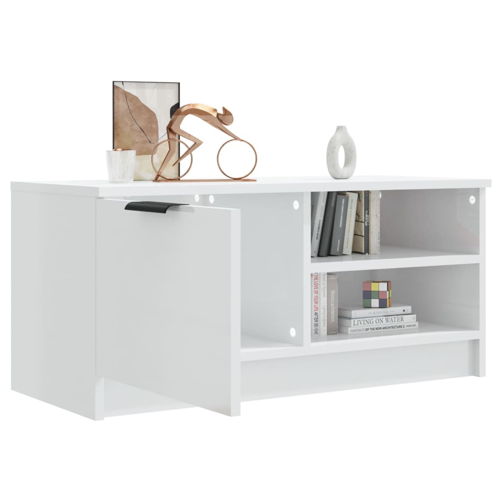 TV ormarić sjajni bijeli 80x35x36,5 cm konstruirano drvo