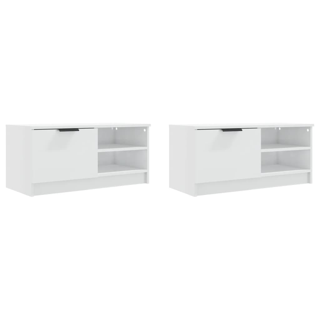 TV ormarić 2 kom sjajni bijeli 80x35x36,5 cm konstruirano drvo