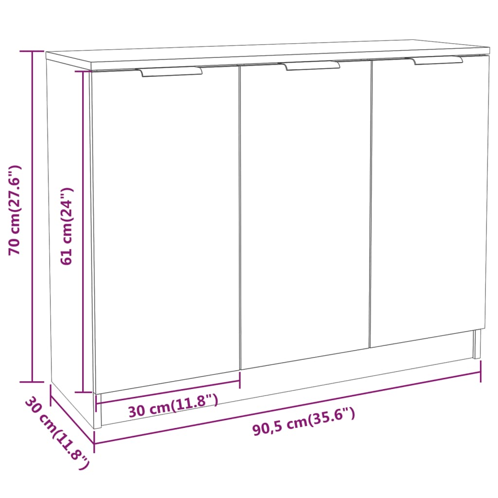 Komoda boja sivog hrasta sonome 90,5x30x70 cm konstruirano drvo