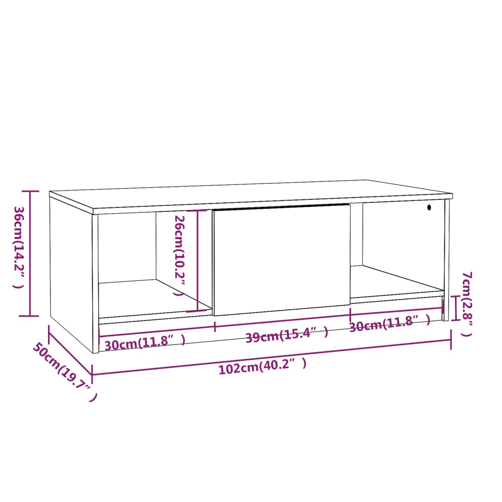 Stolić za kavu boja hrasta 102x50x36 cm konstruirano drvo