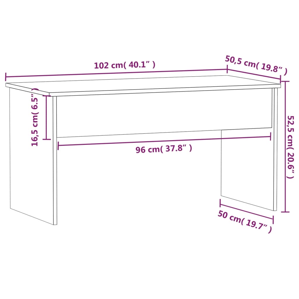 Stolić za kavu boja betona 102x50,5x52,5 cm konstruirano drvo